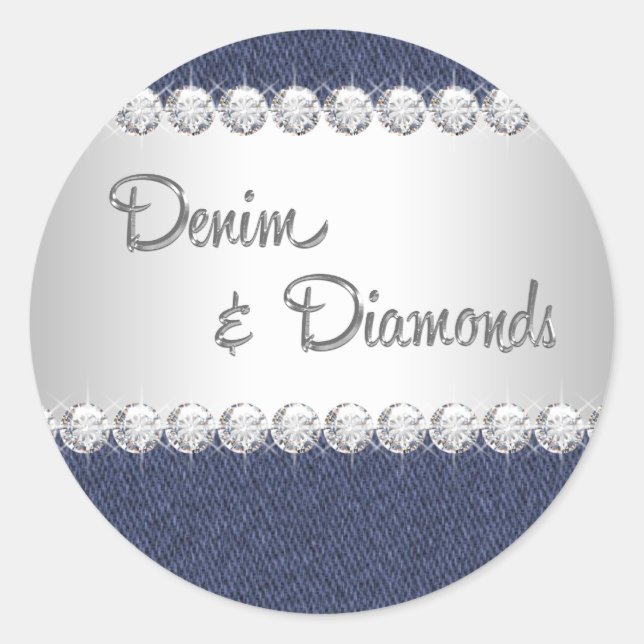 Elegant Denim und Diamonds Stickers (Vorderseite)