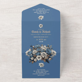 Elegant Denim und Navy Floral All in one Einladung