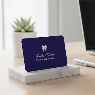 Elegant Dental Clinic Navy Blue Dentist QR Code  Visitenkarte