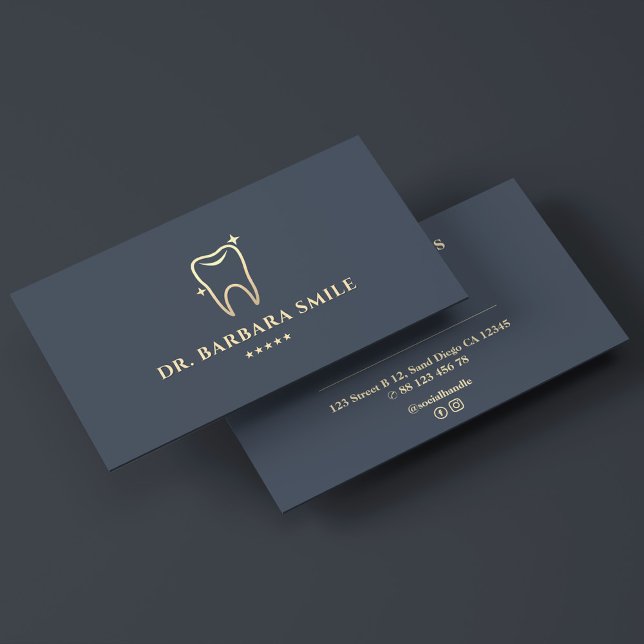 Elegant Dentist Tooth Holzkohle Zahnkosmetik Visitenkarte (Elegant Dentist Tooth Charcoal Dental)
