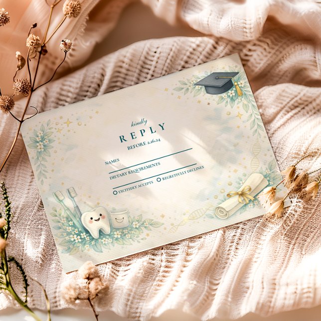 Elegant Dentist White Coat Graduation RSVP Karte (Von Creator hochgeladen)
