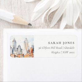 Elegant Denver Colorado Skyline Aquarelladresse
