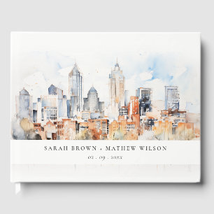 Elegant Denver Colorado Skyline Watercolor Wedding Gästebuch