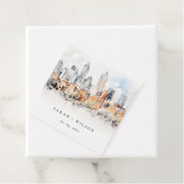 Elegant Denver Colorado Skyline Watercolor Wedding Geschenkanhänger