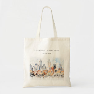 Elegant Denver Colorado Skyline Watercolor Wedding Tragetasche