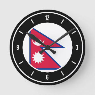 Elegant der nepalesischen Flagge Runde Wanduhr