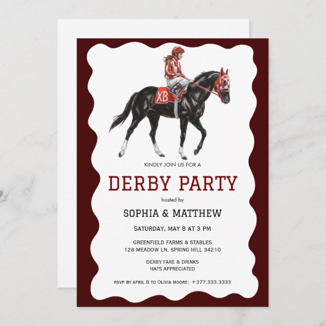 Elegant Derby Party Horse Racing Invitation Einladung (Vorne/Hinten)
