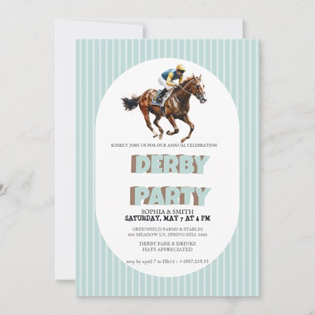 Elegant Derby Party Invitation for Horse Racing Ce Einladung (Vorderseite)