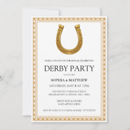 Elegant Derby Party Invitation with Gold Horseshoe Einladung