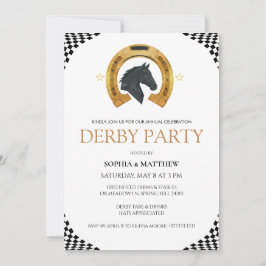 Elegant Derby Party Invitation with Gold Horseshoe Einladung