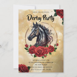 Elegant Derby Party Invitation with Roses and Hors Einladung