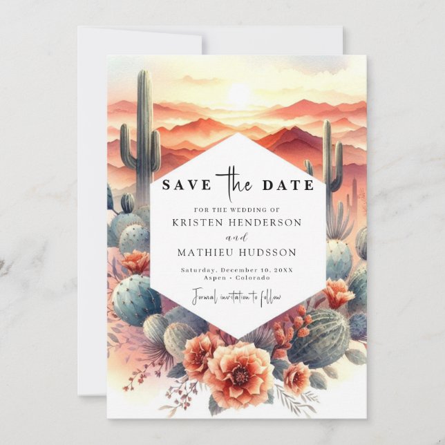 Elegant Desert Cactus Wedding Save The Date (Vorderseite)