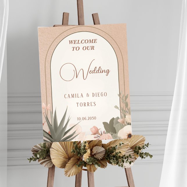 Elegant Desert Flowers Botanical Wedding Sign Poster (Von Creator hochgeladen)