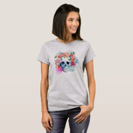Elegant Dia de los Muertos Floral Skull | Shirt