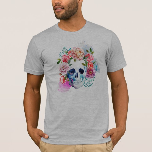 Elegant Dia de los Muertos Floral Skull | Shirt (Vorderseite)