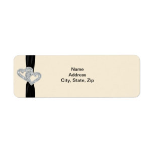 Elegant Diamond Black Ribbon Address Labels
