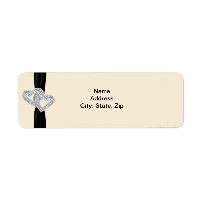 Elegant Diamond Black Ribbon Address Labels (Vorne)