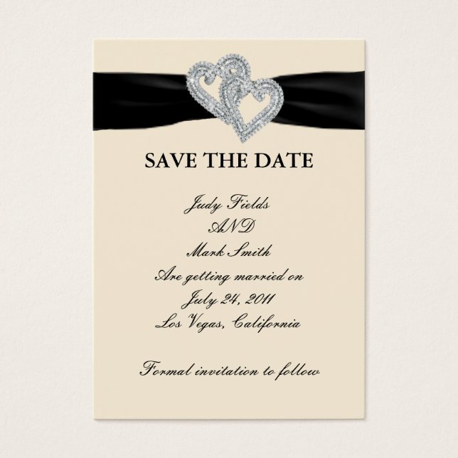 Elegant Diamond Black Ribbon speichern Sie die Dat (Vorderseite)