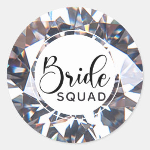 Elegant Diamond Bride Squad Runder Aufkleber