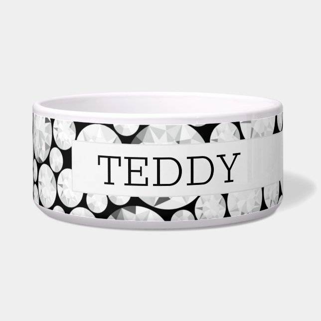 Elegant Diamond Gemstone PET NAME Glam Bling Napf (Rechts)