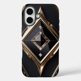 Elegant Diamond Geometric Black Gold iPhone Case