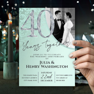 Elegant Diamond Grün 40. Hochzeitstag Einladung