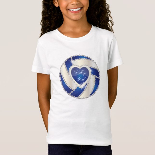 Elegant Diamond Heart Dark Blue Volleyball T-Shirt (Vorderseite)