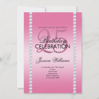 Elegant Diamond Jeweled Pink Geburtstag Einladung