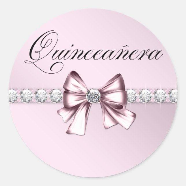 Elegant Diamond Pink Black Quinceanera Stickers (Vorderseite)