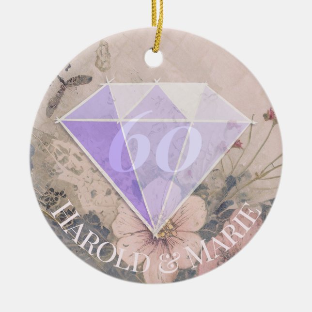 Elegant Diamond Wedding Keramik Ornament (Vorne)