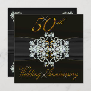 Elegant Diamonds 50. Gold Wedding Jubiläum Einladung