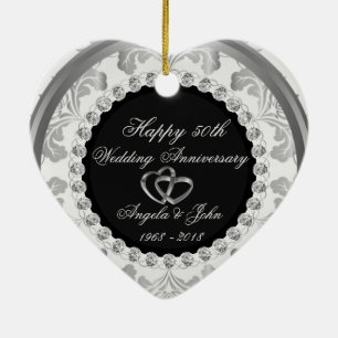 Elegant Diamonds 50. Hochzeitstag Keramik Ornament