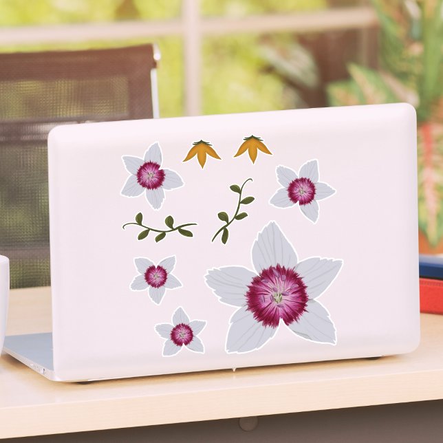 Elegant Dianthus handGezeichnet florale botanische Aufkleber (Von Creator hochgeladen)