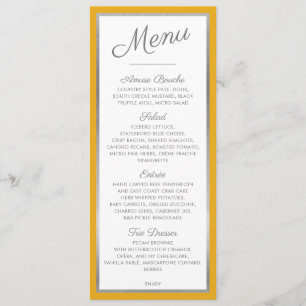 ELEGANT DINNER MENU Moderner Empfang Senf grau Menükarte