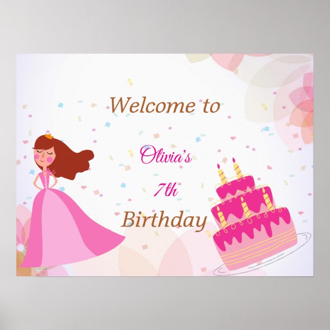 Elegant Disney princess birthday welcome sign Poster (Vorne)