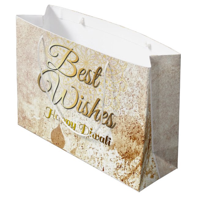 Elegant Diwali Geschenktasche Große Geschenktüte (Rückseite Schrägansicht)