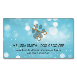 Elegant Dog Groomer   Blue Boke Magnetische Visitenkarte