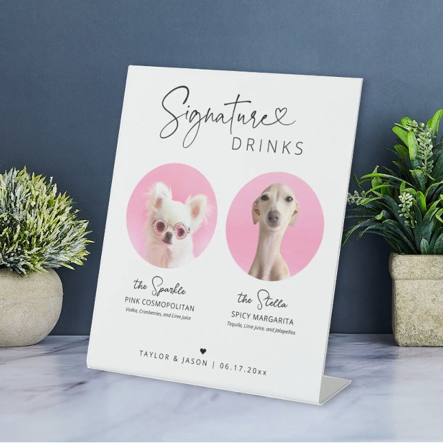 Elegant Dog Signature Drinks | Wedding Bar Sign Sockelschild (Von Creator hochgeladen)