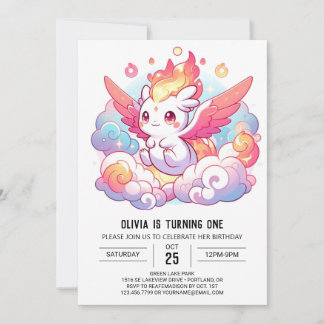 Elegant Dragon 1. Geburtstag Einladung