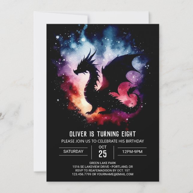 Elegant Dragon Birthday Custom Einladung (Vorderseite)