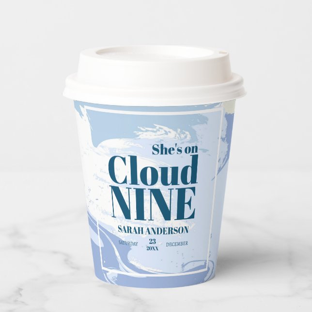 Elegant Dreamy Cloud Nine Brautparty Blue Pappbecher (Vorderseite)