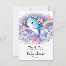 Elegant Dreamy Dolphin Baby Shower Dankeskarte