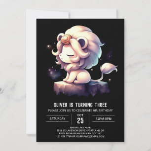 Elegant Dreamy Lion Birthday Einladung