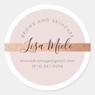 ELEGANT Drehbuch Moderne hübsche Rose Gold Rosa Runder Aufkleber