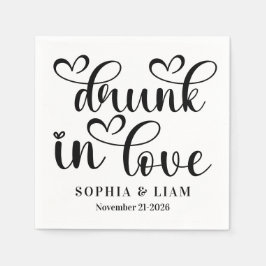 Elegant Drunk in Love Script Wedding Serviette