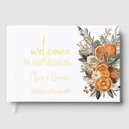 Elegant Dry Orange Wedding Guest Book Gästebuch