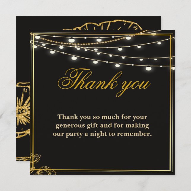 Elegant Dual Birthday Soiree Dankeskarte (Vorne/Hinten)