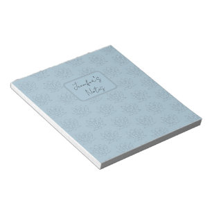 Elegant Duck Egg Blue Simple Floral Lotus Notizblock