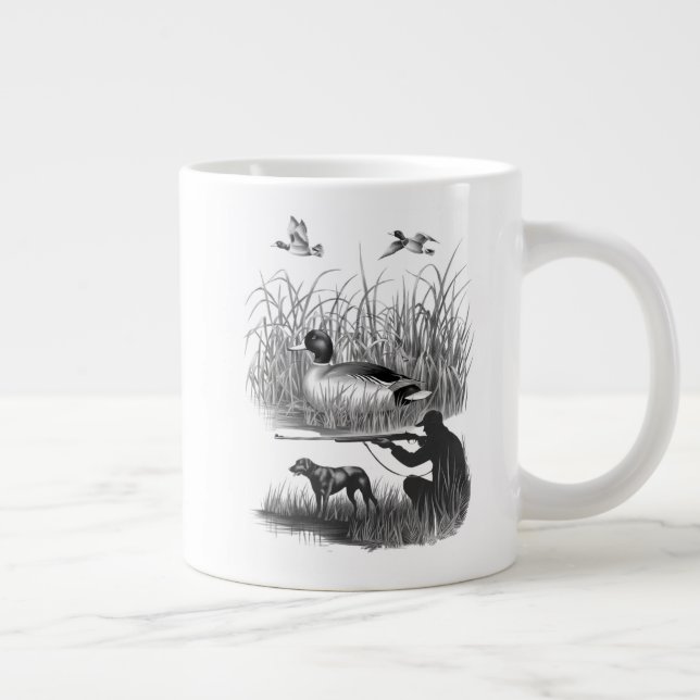 Elegant Duck Hunter Scene Graphic - Nature and Wil Jumbo-Tasse (Rechts)