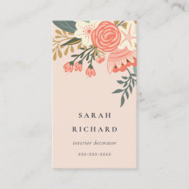 Elegant Dusky Orange Blush Pink Ambrosia Floral Visitenkarte
